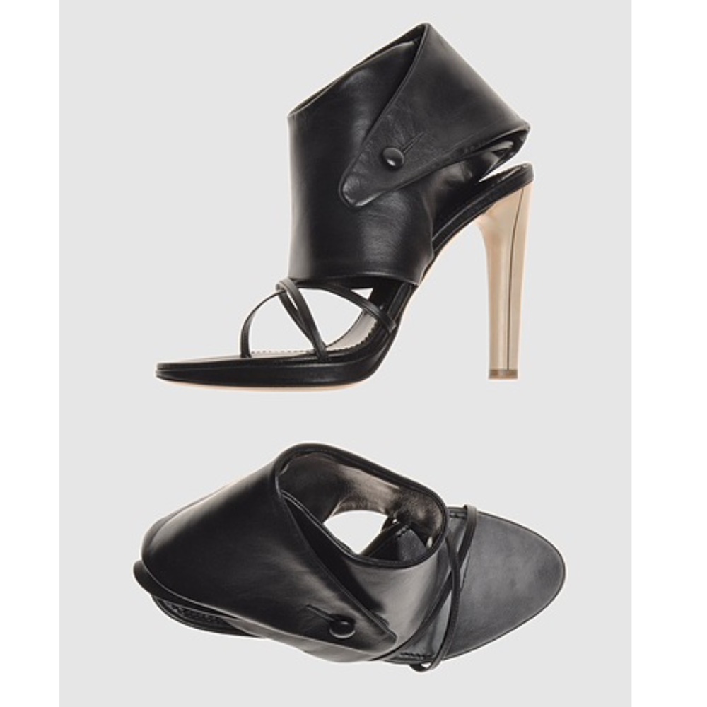 HUSSEIN CHALAYAN Black Nappa Ankle Wrap Sandals Bootie SZ 39 *Read Description